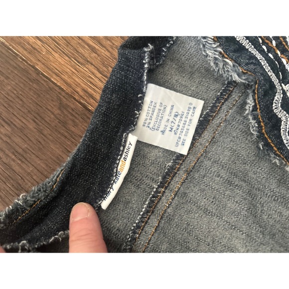 Y2K Mary-Kate and Ashley Girls Dark Wash Embroidered Denim Bolero Jacket M 7/8 - Picture 3 of 5
